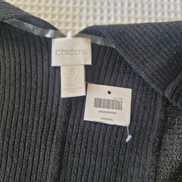 Chico's womens lace open cardigan sweater Black size 3 - Picture 7 of 12